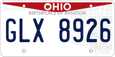 OH license plate GLX8926