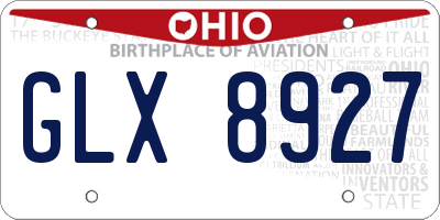 OH license plate GLX8927