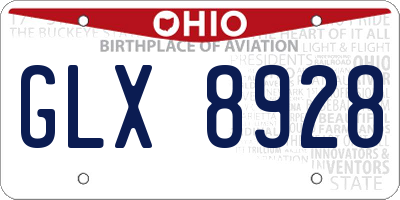 OH license plate GLX8928