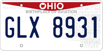 OH license plate GLX8931