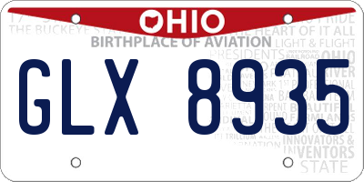 OH license plate GLX8935
