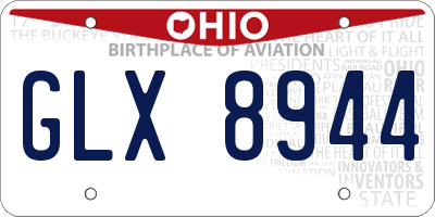 OH license plate GLX8944