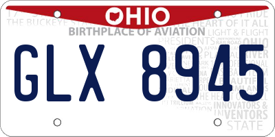 OH license plate GLX8945