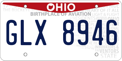 OH license plate GLX8946