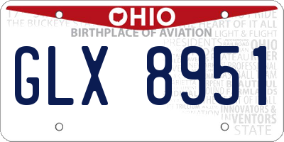 OH license plate GLX8951