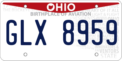 OH license plate GLX8959