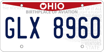 OH license plate GLX8960