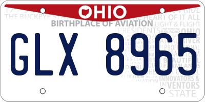 OH license plate GLX8965