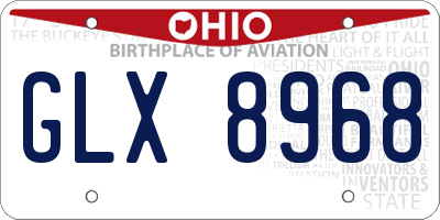 OH license plate GLX8968