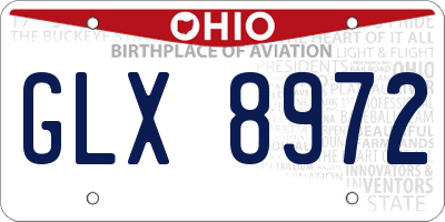 OH license plate GLX8972
