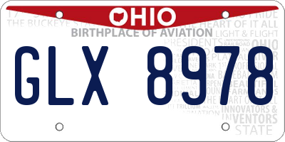 OH license plate GLX8978