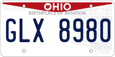 OH license plate GLX8980