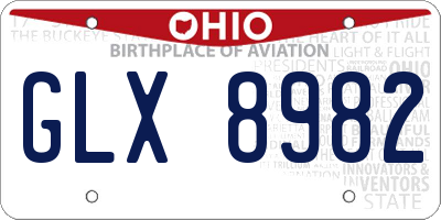 OH license plate GLX8982