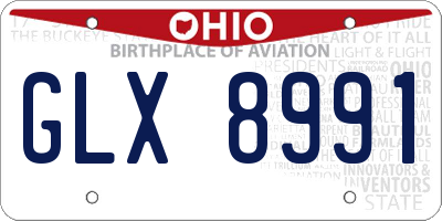 OH license plate GLX8991