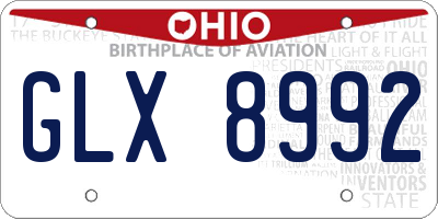 OH license plate GLX8992
