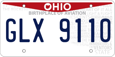 OH license plate GLX9110