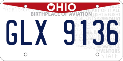 OH license plate GLX9136