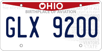 OH license plate GLX9200