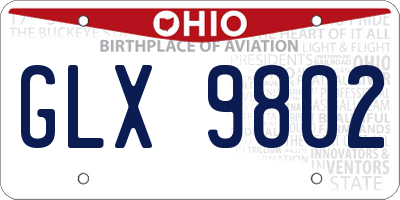 OH license plate GLX9802
