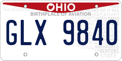 OH license plate GLX9840