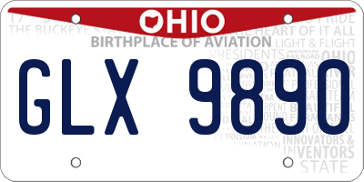 OH license plate GLX9890