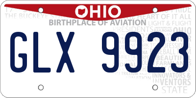 OH license plate GLX9923