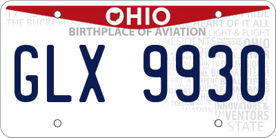 OH license plate GLX9930