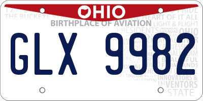 OH license plate GLX9982