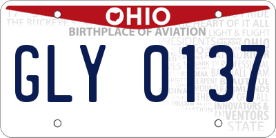 OH license plate GLY0137