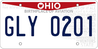 OH license plate GLY0201