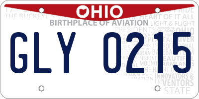 OH license plate GLY0215