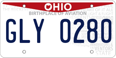 OH license plate GLY0280