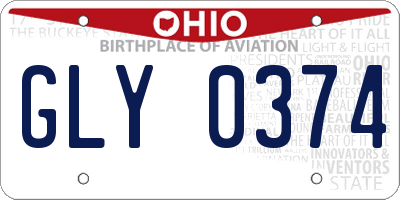 OH license plate GLY0374