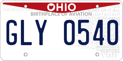 OH license plate GLY0540