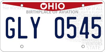 OH license plate GLY0545