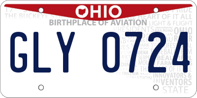 OH license plate GLY0724
