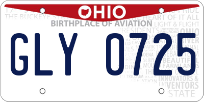 OH license plate GLY0725