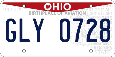 OH license plate GLY0728