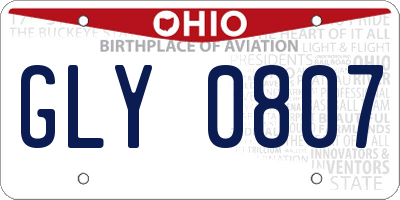 OH license plate GLY0807