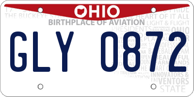 OH license plate GLY0872