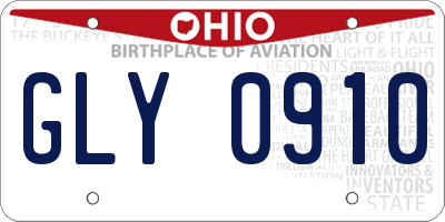 OH license plate GLY0910