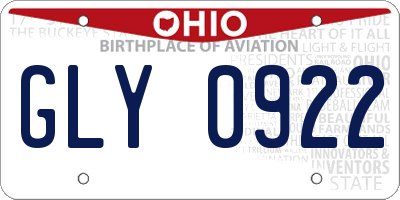OH license plate GLY0922