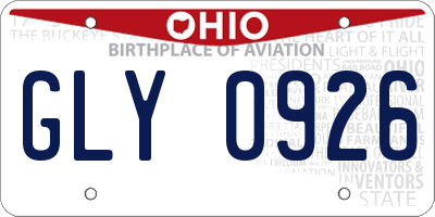 OH license plate GLY0926