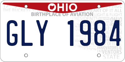 OH license plate GLY1984
