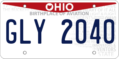 OH license plate GLY2040