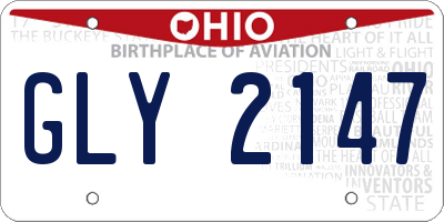 OH license plate GLY2147