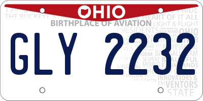 OH license plate GLY2232