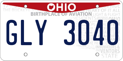 OH license plate GLY3040