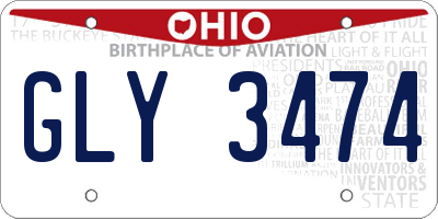 OH license plate GLY3474