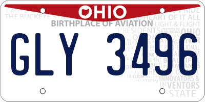 OH license plate GLY3496